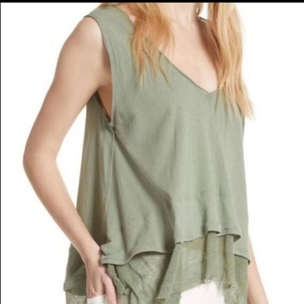 FREE PEOPLE NWOT Distress Peachy Tank Top